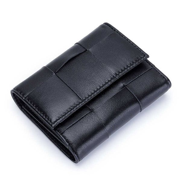 Кошельки модные тканые кожаные кожаные женщины короткие кошельки Функциональный бифбал кошелек сумки для денег маленький кошелек с несколькими карточками G230327
