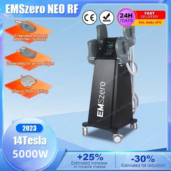 Certificação CE DLS-EMSLim China Fabricante 4/5 lida com os músculos da RF emszero esculpindo gordura Reduzir neo ems 13 Tesla Muscle Stimulator Sculpting Machine