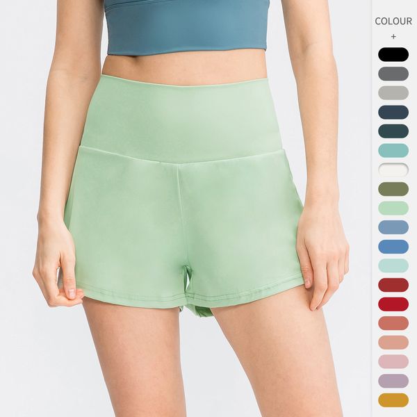 2-in-1-Shorts für Damen mit hoher Taille, klassisches Design, schnell trocknende Sporthose, Outdoor-Training, Laufen, Yoga, Fitness, Hose, Größe S-2XL für Damen