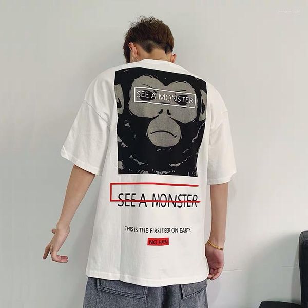 T-shirt da uomo 2023 Arrivo Hip Hop Wear Estate Per il tempo libero Breve allentato stampato Casual O-Collo Camicia da uomo in cotone Tshirt Homme