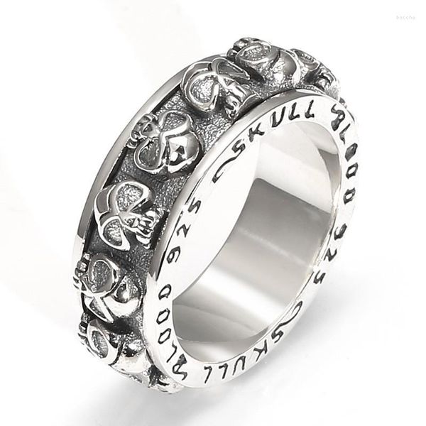 Anéis de cluster 002-JZ-09jzfsilver prata 925 moda de moda retro design de luxo hip-hop fino skull rull anel para homens casamento casamento