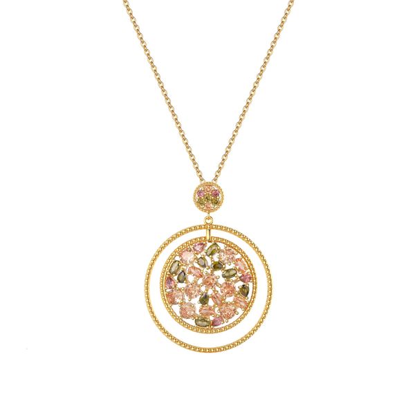 Charms Open Circle Pingente Colar Pingente Gold Gold Rosa Pavimentado Branco Cúbico Zirconia Promessa de Aniversário Presentes de Aniversário para Mulheres Meninas 230325