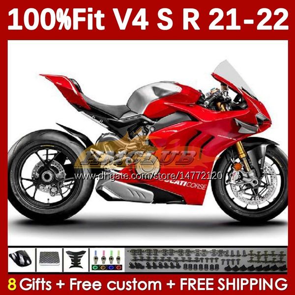 Motorradverkleidungen für DUCATI Street Fighter Panigale V 4 V4 S R V4S V4R 2018-2022 Karosserie 167Nr.32 V4-S V4-R 21 22 V-4S V-4R 2021 2022 Spritzgusskörper rot silbrig