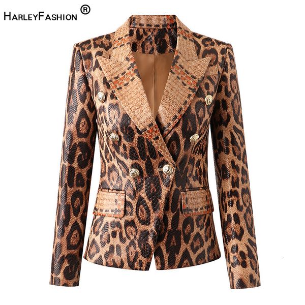 Damenanzüge Blazer HarleyFashion Spring High Street Damen Blazer Jacke Einzigartiges Schlangenmuster Tier Damen PU Lederjacke 230327