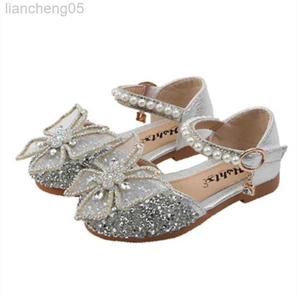Sandálias crianças calçadas fechadas tira de fivela de fivela de diamante Butterfly Bling Sandals for Girls Princess Stylle Sof Sole Flats Summer calçados W0327
