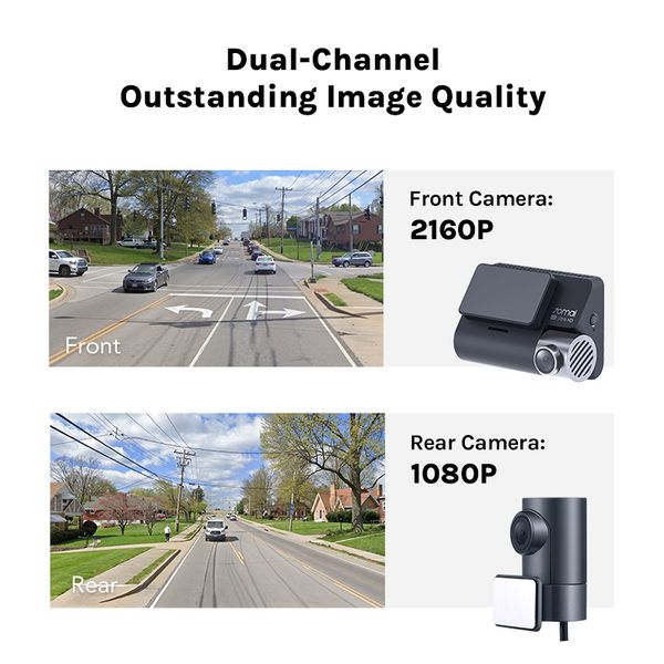 70mai A800S-1 2160P 70mai Dash Cam 4K A800S-1 Car DVR Supporto posteriore o interno Cam Recorder Telecamera per auto Parcheggio 24 ore 140FOV GPS