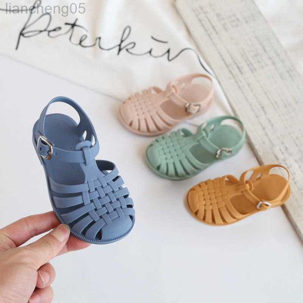 Sandálias bebê gladiador sandálias casuais hollow Out Roman Shoes PVC Summer Kids Sapatos 2022 Beach Crianças Sandals Girls W0327