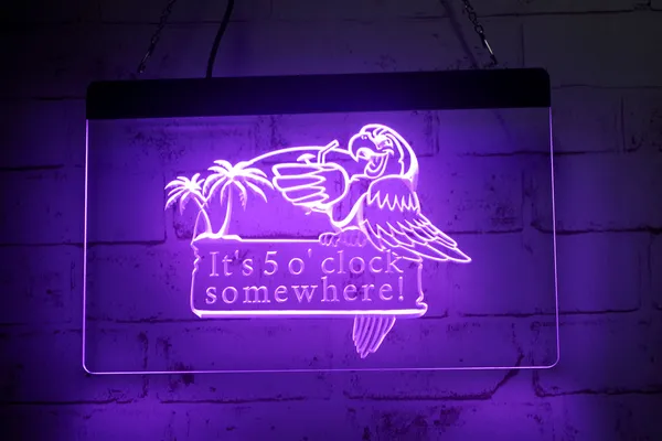 LD5495 LED -Streifenleuchten Zeichen Es ist 5 Uhr an einem Papagei 3D -Gravur kostenloser Design Großhandel Einzelhandel