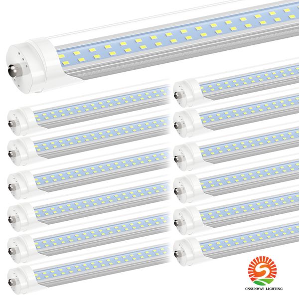 Tubos fluorescentes de 8 pés FA8 Luzes de tubo LED 2400mm 8 pés T8 T10 T12 Pino único 36W 45W 72W 144W Porta Bulbos de lâmpadas refrigeradoras Substituição 90W Lojas de garagem armazém de garagem