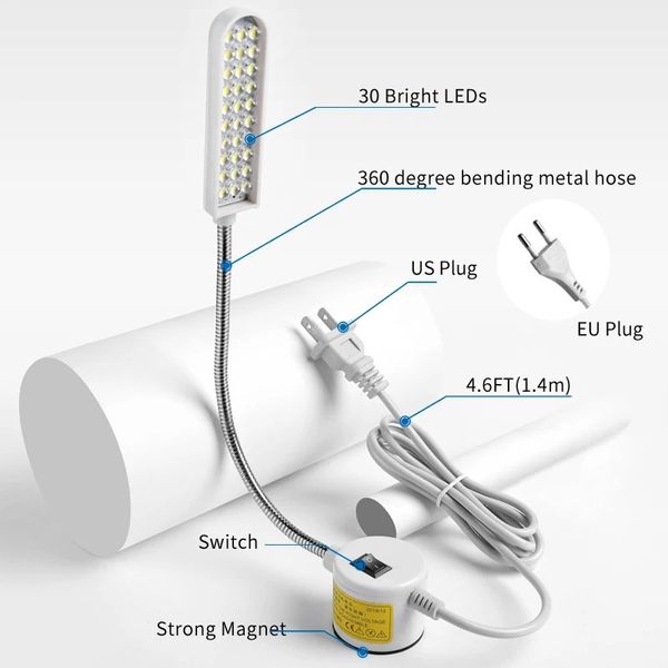 10/20/30 LED-Beleuchtung, superhelles Näh-Kleidungsmaschinenlicht, multifunktionale flexible Arbeitslampe für Werkbank-Drehmaschine, Bohrmaschine