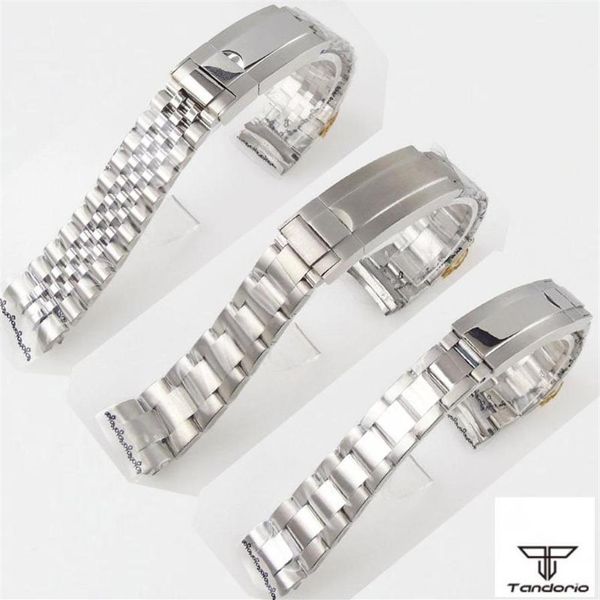 Cinturini per orologi Cinturino stile Oyster Jubilee da 20 mm Cinturino Cinturino in acciaio inossidabile 904L Pezzi di ricambio Sistema di blocco scorrevole lucido spazzolato3287