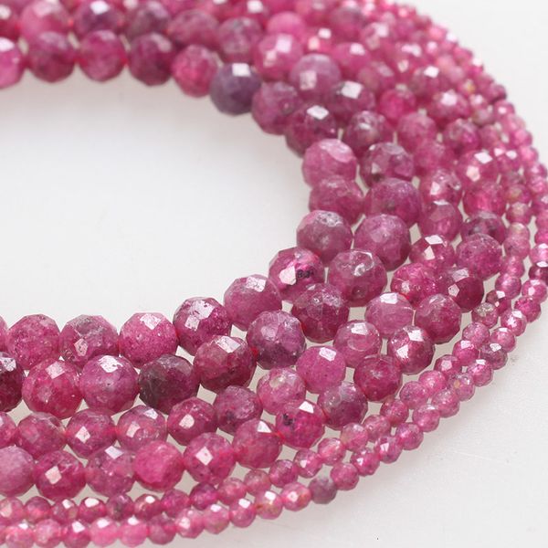 Altre perle di pietra naturale al 100% Piccole perle sfaccettate di rubino rosso sfaccettato 2 3 4mm Pietre preziose per bracciale Collana Gioielli Orecchini Fare 230325