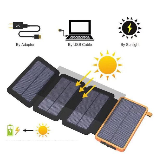 Solar Power Bank Portable 50000mAh Carregador de carregamento rápido de carregamento externo Carregador de bateria externa Lanterna para Xiaomi iPhone