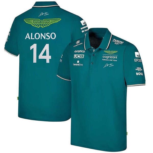 T-Shirt fai-da-te 2023 Aston Martin 14 Sport Polo Verde Traspirante F1 Racing Team Driver Consegna veloce di alta qualità Y2303