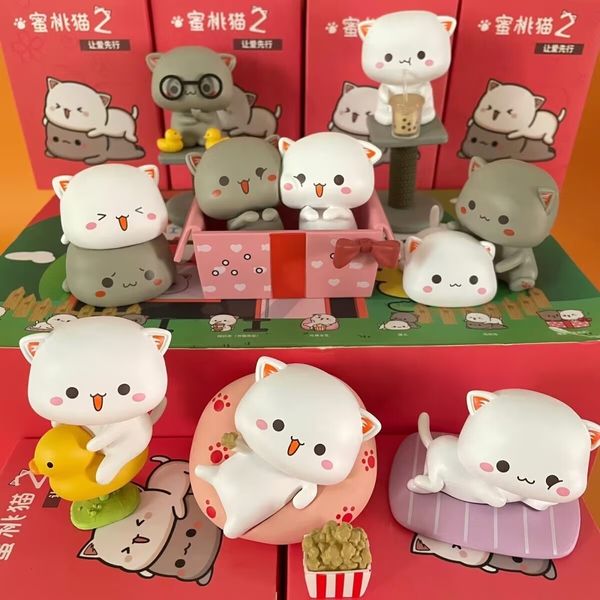 Blind Box 8pcSset Mitao Cat 2 Season Lucky Cute Box Toys Surpresa Figura Doll Deroc Christmas Presente 230327