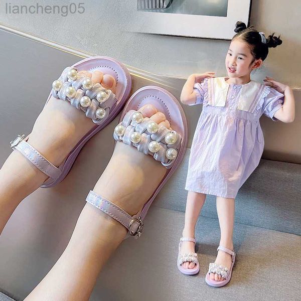 Сандалии летние пляжные маленькие девочки сандалии мягкие дно алмазные бусины девочка Принцесса обувь детские сандалии вмятины розовый фиолетовый бежевый 2-15t W0327