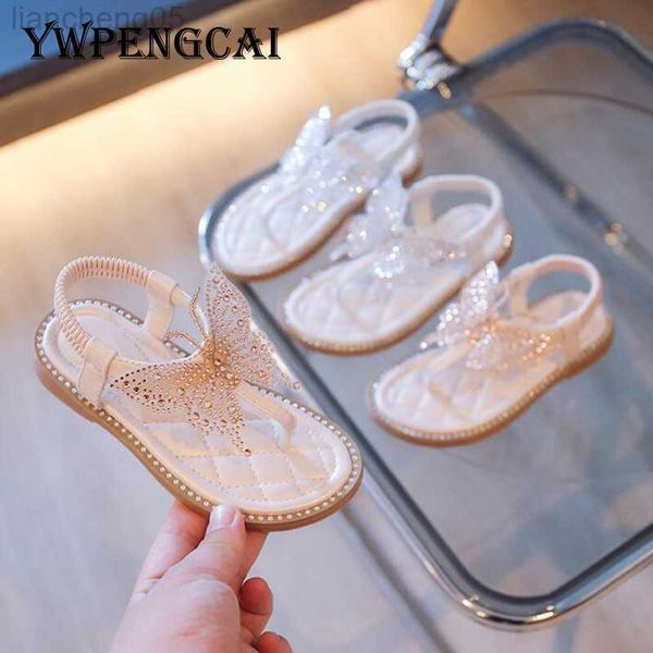 Sandalen Größe 26-37 Sommer Kinder Strand Schuhe Mode Strassflecken Schmetterling Mädchen Sandalen Knöchel Elastic Gurt flache Sandalen für Mädchen W0327