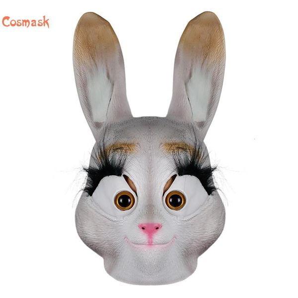 Máscaras de festa máscara de halloween adereços Judy Rabbit Chefe de festa adulto Máscara de terror carnaval de cosplay adereços 230327