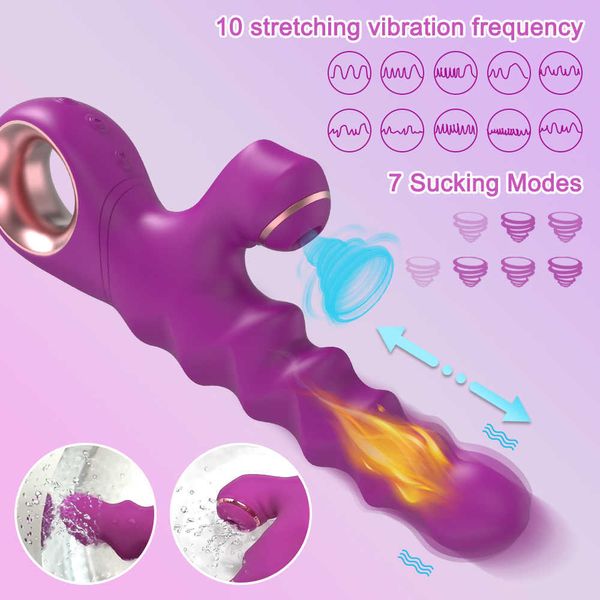 Novos vibradores de aquecimento de empuxo para mulheres Clitoris Dildo Sucker G Spot Spot Vibrador Feminino Estimulador de Vacuum Toys Sex Goods for Adult 18 230316