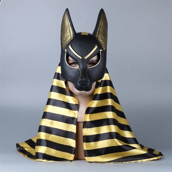 Parti Maskeleri Mısır Anubis Cosplay Yüz Maskesi Kurt Başı Jackal Hayvan Masquerade Props Parti Cadılar Bayramı Süslü Elbise Top 230327