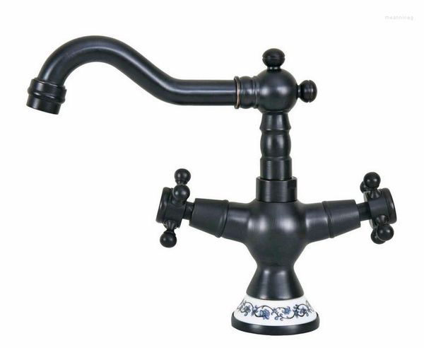 Küche Wasserhähne Schwarzöl gerieben Bronze Keramik Basis Wet Bar Bad Schiffsspüle Wasserhahn ein Loch Schwenkspitze Mixer TAP ANF645