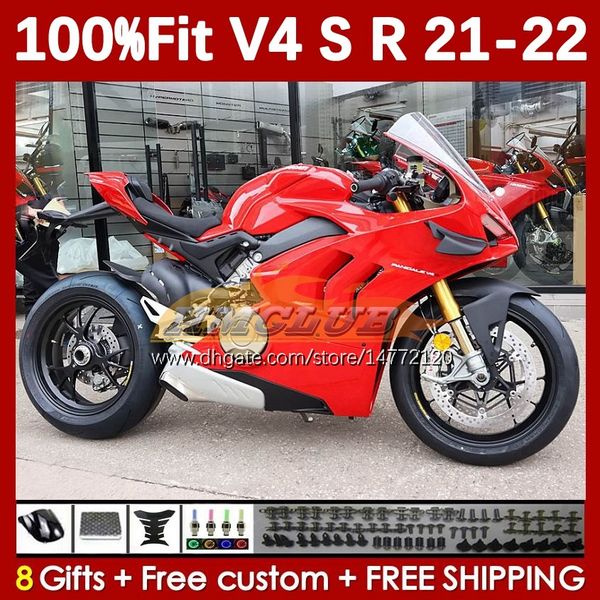 Motosiklet Tam Çerçeve Kırmızı Fairings Ducati Street Fighter Panigale V4S V4R V 4 V4 S R 2018-2022 Vücut 167No.38 V-4S V-4R V4-S V4-R 22 2021 2022 Enjeksiyon Kalıp Gövdesi