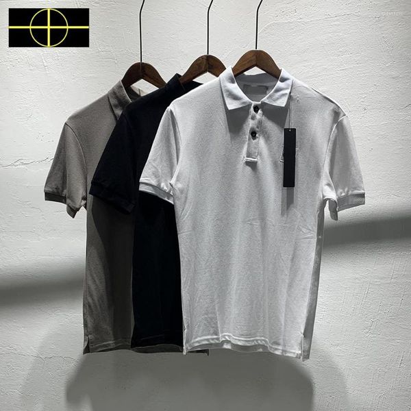 Polos masculinos 2023 design clássico de baú de bordado de bordado de bordado de pólo masculino Mulheres algodão colarinho de colarinho de colarinho