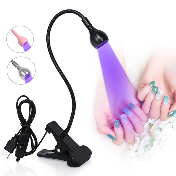 Luzes Led para unhas Secador Lâmpada UV Ultravioleta Flexível Clip-On Desk Mini USB Gel Cura Manicure Pedicure Salon Tools