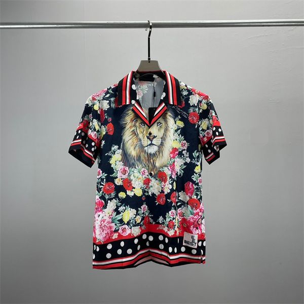 2 LUXUS-Designer-Hemden Herrenmode Tiger-Buchstabe V Seiden-Bowlinghemd Freizeithemden Herren Slim Fit Kurzarm-Kleiderhemd M-3XL#98