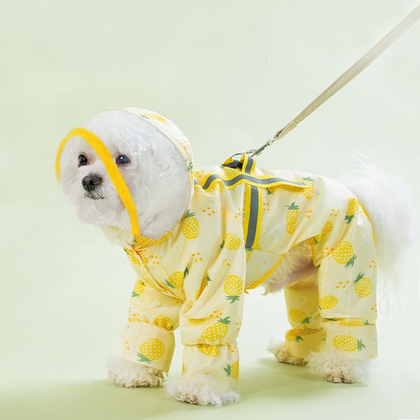 Abbigliamento per cani Impermeabile per frutta Abbigliamento per cani da compagnia Gatto Quattro piedi Stampa Abbigliamento impermeabile Cani Piccolo Chihuahua Estate Giallo Traspirante Ragazza Carlino 230327