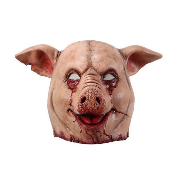 Máscaras de festa Halloween Scary Pig Misfarde Cabeça de porco Tampa de face para adultos Costume de cosplay PO Prop para carnaval carnaval careca ou 230327