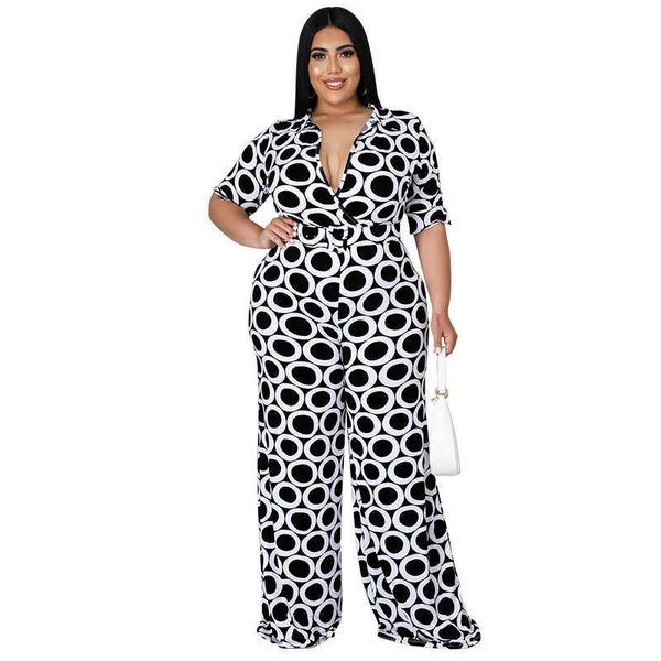 Hosen Frauen große 2023 Plus Size Fashion Hosenanzug Neue Fashion Holiday Casual Printed Multicoly Jumpsuit XL 5XL