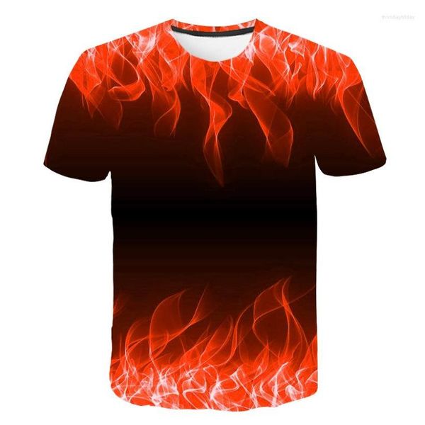 Magliette da uomo 2023 Stampa digitale Burning Flame 3DT Camicia Commercio estero Vendite dirette in fabbrica