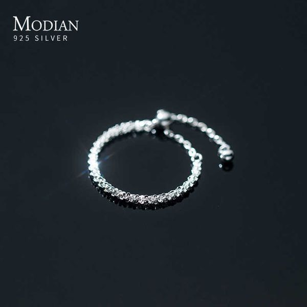 Bagues Modian 2021 Nouveau Réel Argent 925 Éblouissant Mignon Chaîne Réglable Bagues Pour Femmes Bijoux De Mariage Accessoires Anel G230327