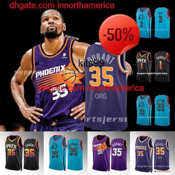 35 Kevin Durant Camisas de basquete 2022 Devin Booker Deandre Ayton Chris Paul Mikal Bridges Cameron Johnson Payne Frank