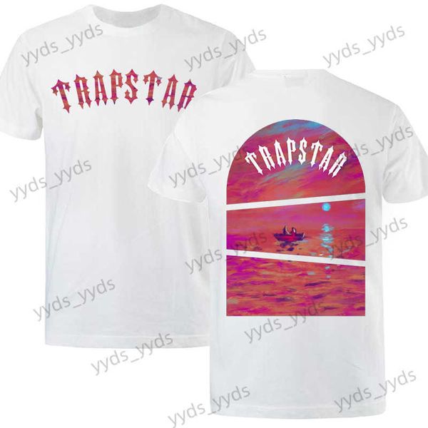 Erkekler Tişörtler Trapstar Street Marka T-Shirts Erkekler Gün batımı Deniz Sanatı Baskı T230327