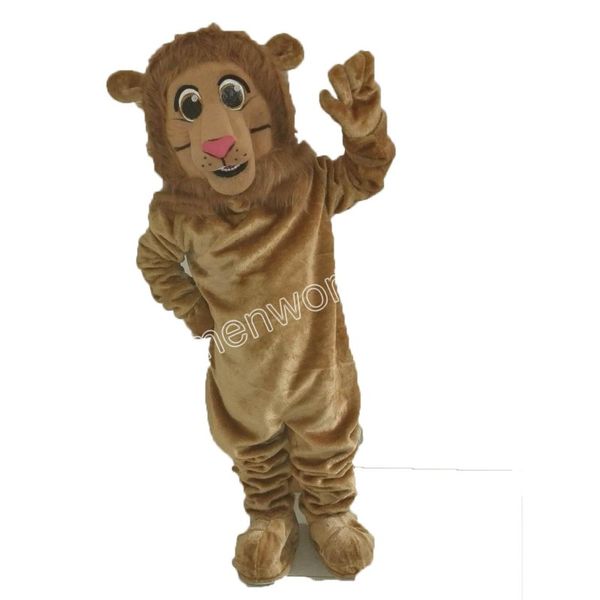 Vendite calde Brown Lion Mascot Costume Simulazione Personaggio dei cartoni animati Abiti Suit Adulti Outfit Christmas Carnival Fancy Dress for Men Women