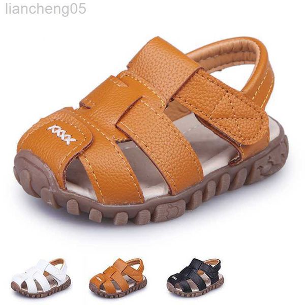 Sandálias novas sandálias de meninos de couro mole-toe fechado infantil sapatos de verão meninos e garotas crianças sapatos de praia esportes sandálias CSH130 W0327