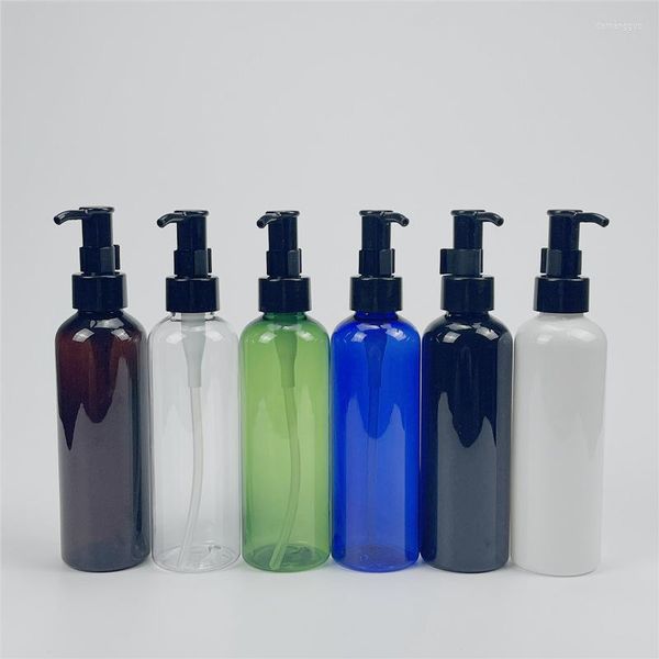 Vorratsflaschen, mehrfarbig, 200 ml x 30 ätherische Ölpumpen, runde Schulter-Plastikflasche, Kosmetik- und Massagebehälter, leere Reinigung