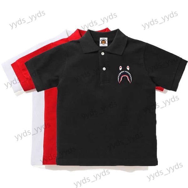 Polos masculino Inspolo Shirt Shark Bordado preto e branco casal casual parent-filho casual lixo de manga curta T230327