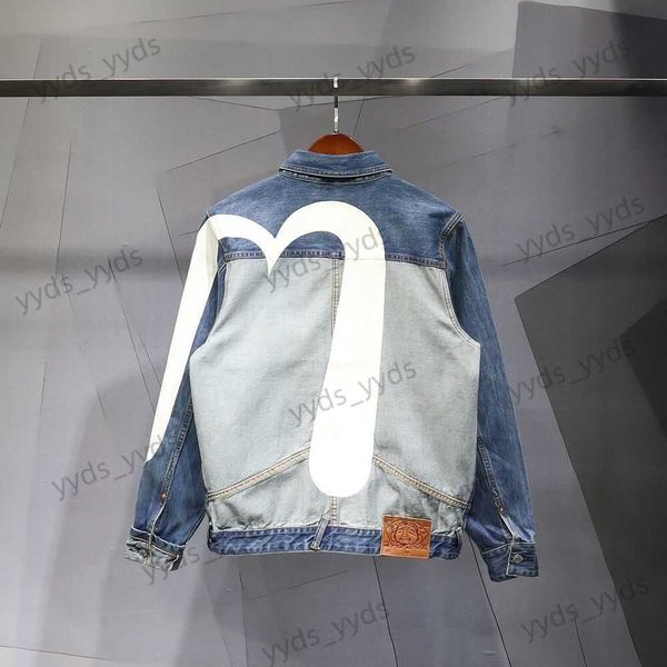 Jackets masculinos Spring Autumn Denim Bordado Irregular M Jacket grande jaqueta de manga longa casal casual Trincheira T230327