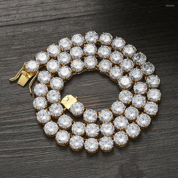 Zincirler Bling Big CZ 8mm Buzlu Kübik Zirkonya Pirinç Ayar Tenis Zinciri Kolye BC207