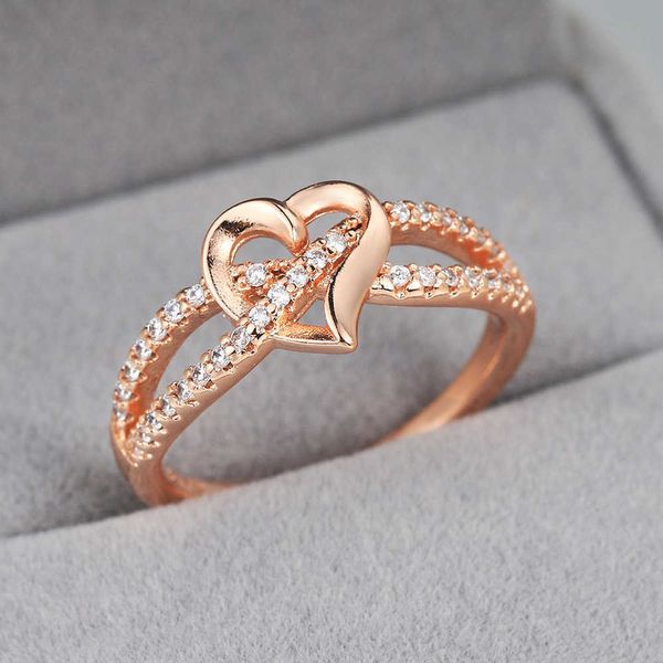 Bandringe Romantische Unendlichkeit Herz Liebe Ringe Für Frauen Hochzeit Verlobung Paar Ringe Kristall Zirkon Zubehör Modeschmuck DZR026 Z0327