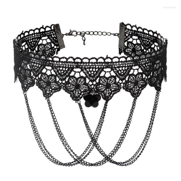 Ketten Spitze-Choker-Halskette für Frauen und Mädchen, klassische schwarze Halskette, Punk-Tattoo-Lolita-Statement-Kragen