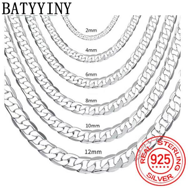 Fios Strings Batyyiny Masculino 925 Sterling Silver Italian Cuban Curb Chain Colares para Homens Mulheres Solid Silver Figaro Chain Layering Colar 230325