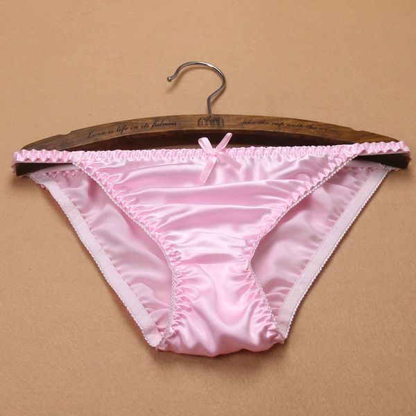 Mutandine da donna 2 pezzi / lotto Dolce ragazza arco vita bassa femminile traspirante biancheria intima di seta sexy slip forchetta di seta pura 230327