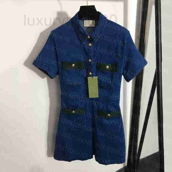 Abiti casual designer abito a maniche corte donne in denim in denim abbigliamento alla moda in denim abiti estivi primaverili tsjv