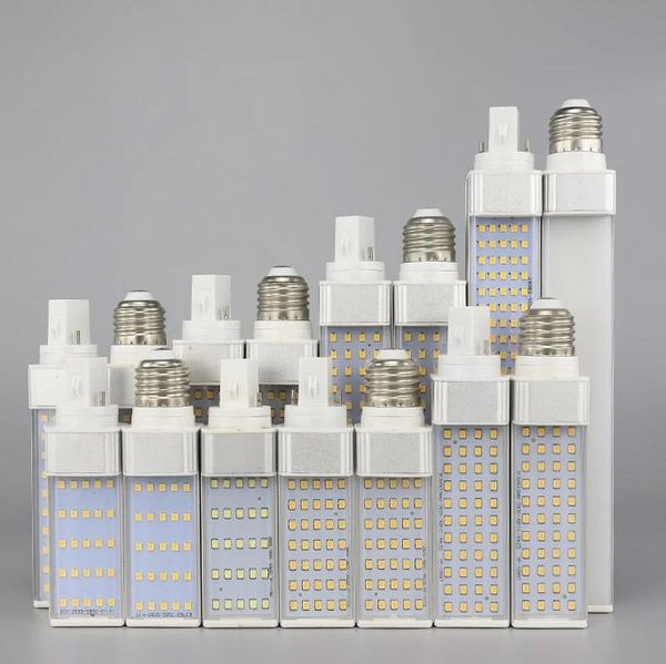 G24 LED-Lampen 5 W, 7 W, 9 W, 11 W, 13 W, 15 W, E27, LED-Maisbirne, Lampenlicht, SMD 2835, Strahler, 180 Grad, AC85–265 V, horizontales Steckerlicht