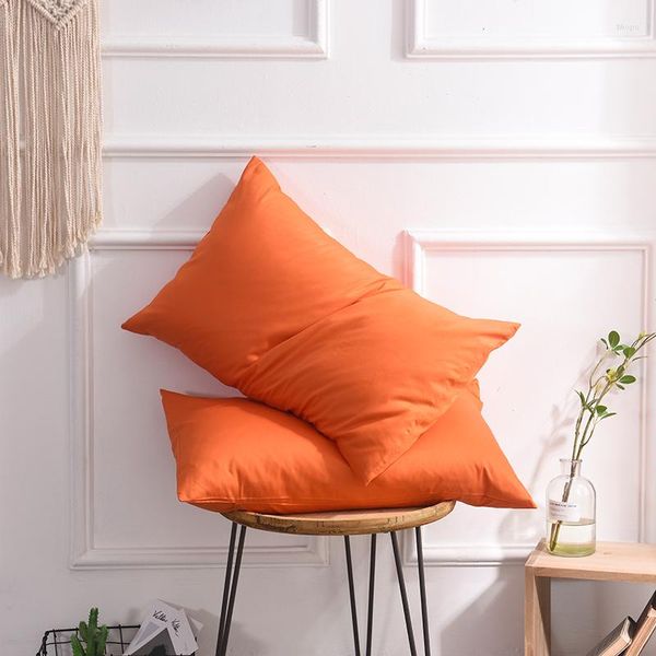 Casa de travesseiro Casa de alta qualidade cor sólida laranja dupla face envelope algodão travesseiro único tampa única multicolor 48 74cm