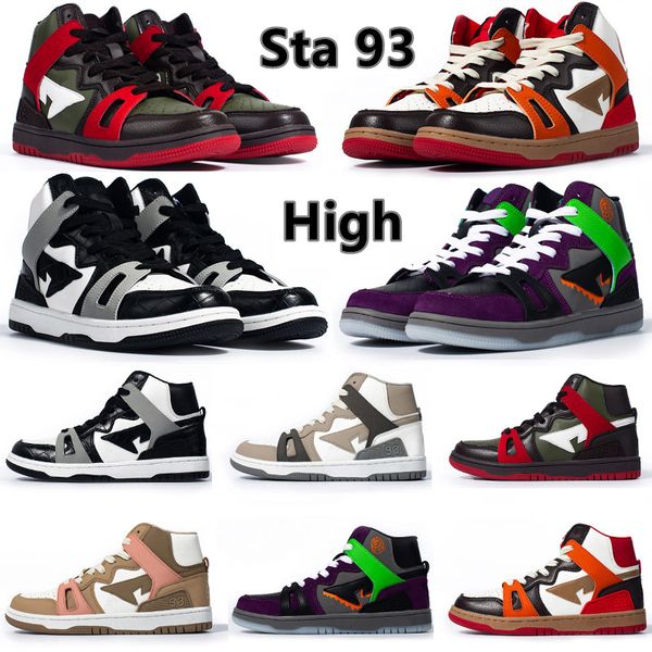 APE STA 93 Scarpe da corsa da uomo alte Nero Grigio chiaro Marrone Grigio Halloween Verde oliva Rosso Arancione Sabbia chiara Uomo Donna Scarpe da ginnastica Spors Sneakers Sneaker 36-45